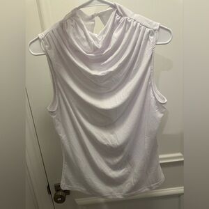 Elegant White Drape Neck Tank Top